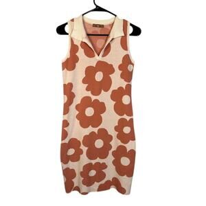 The Copper Closet Pink Floral Collared Sleeveless Retro Dress Women’s Large